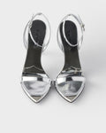 Metallic leather high-heeled sandals