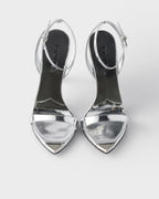 Metallic leather high-heeled sandals