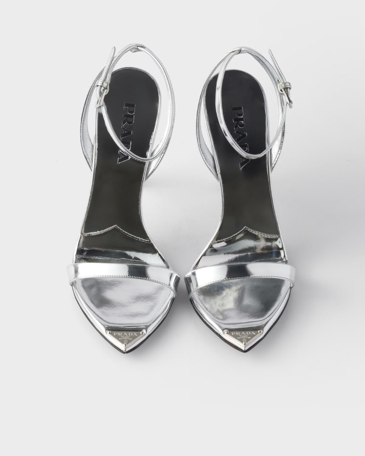 Metallic leather high-heeled sandals