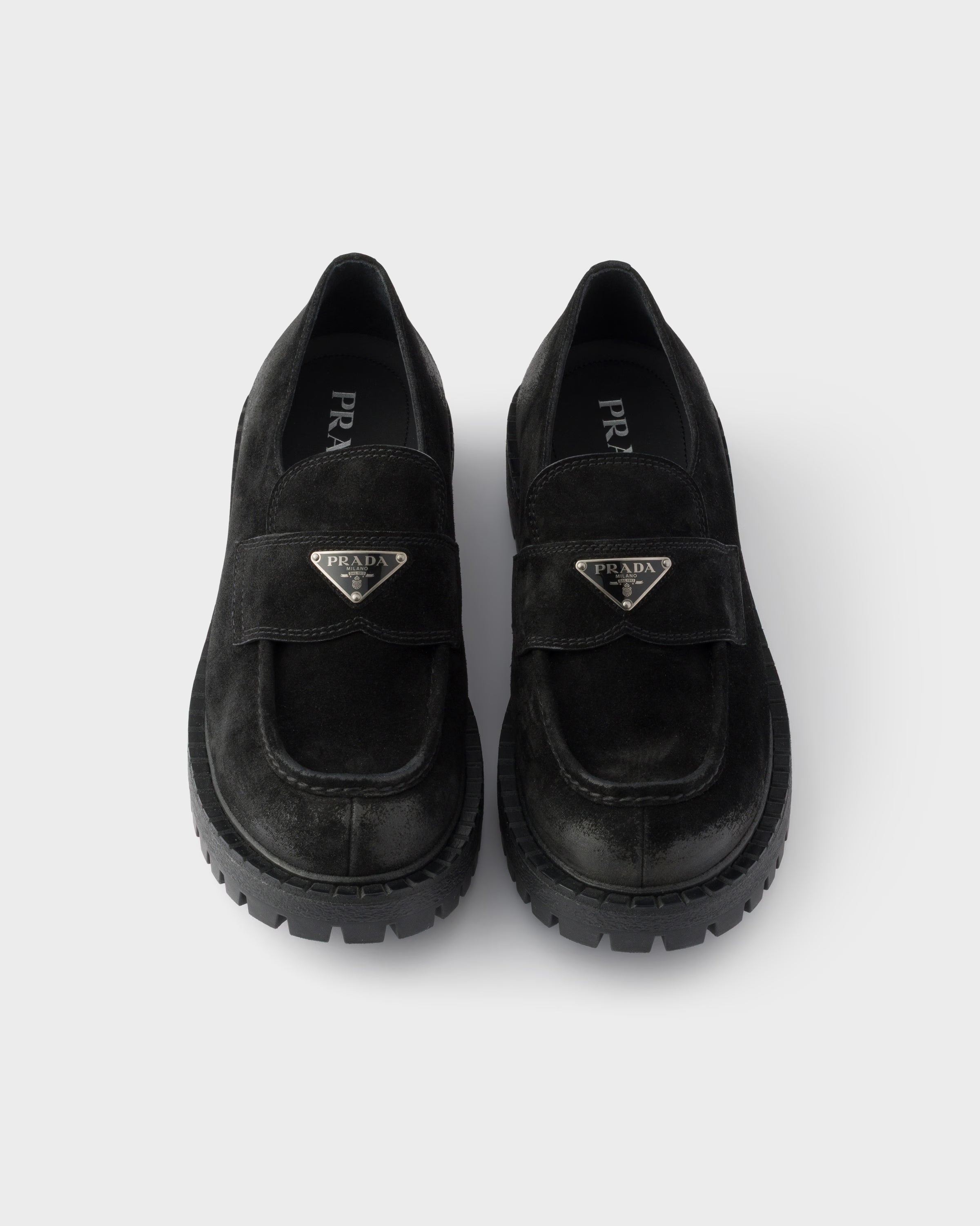 Aged suede loafers