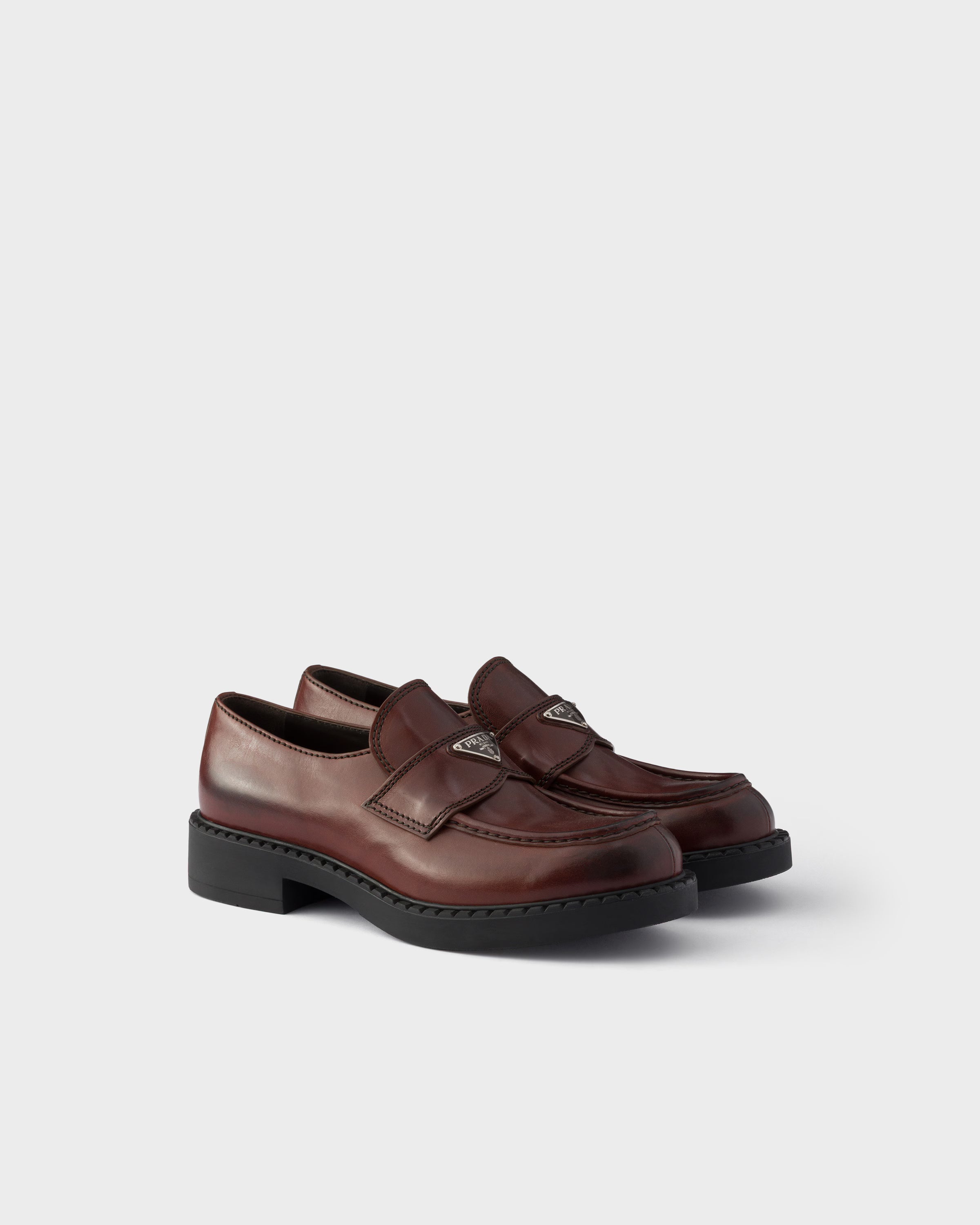 Chocolate aged leather loafers