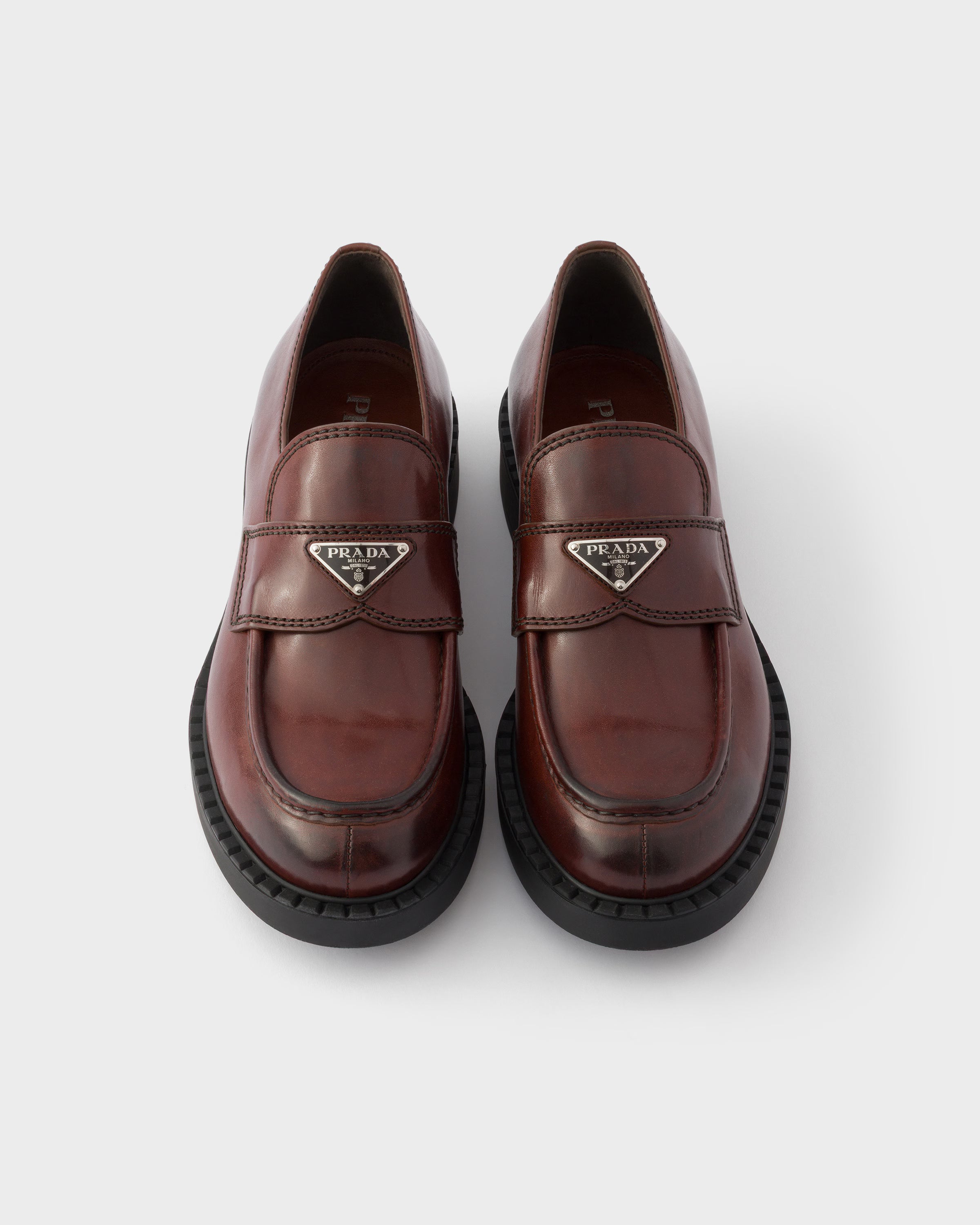Chocolate aged leather loafers