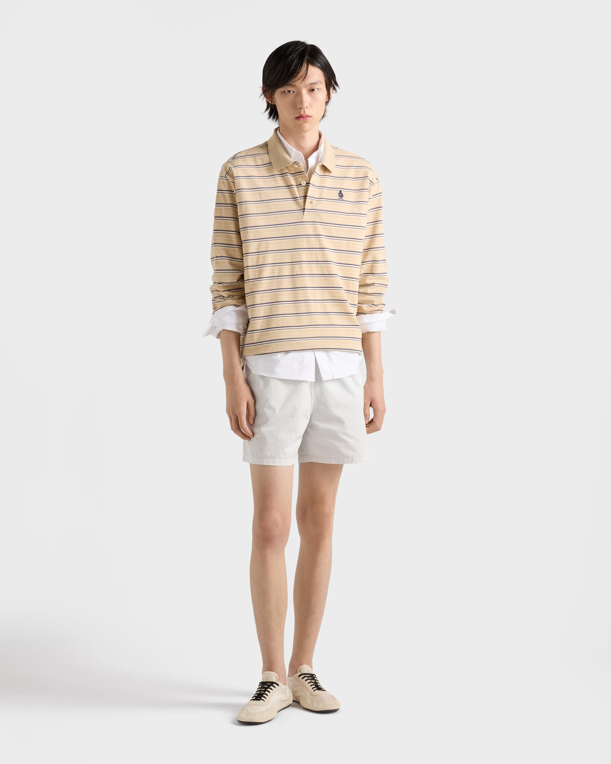 Striped cotton piqué polo shirt ColorDesert/Royal Blue RUNWAY DELUXE