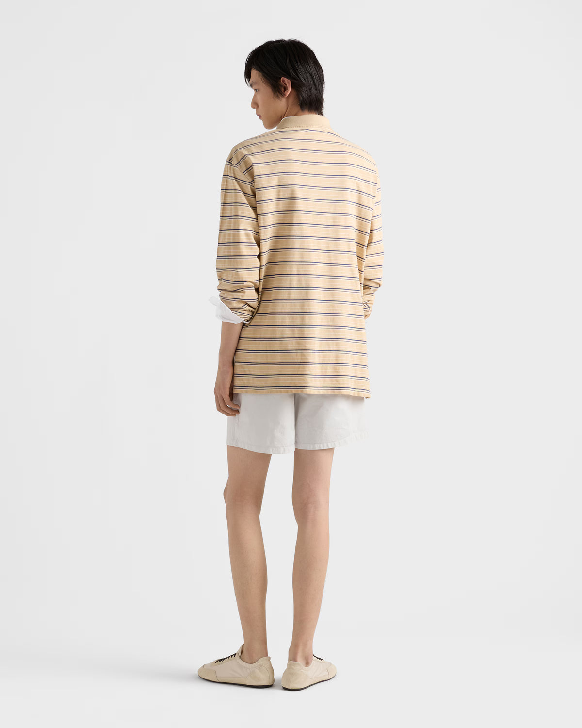 Striped cotton piqué polo shirt ColorDesert/Royal Blue RUNWAY DELUXE