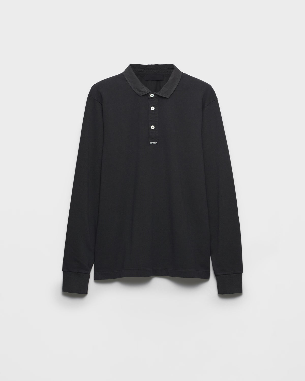 Long-sleeved cotton polo shirt ColorCarbone RUNWAY DELUXE