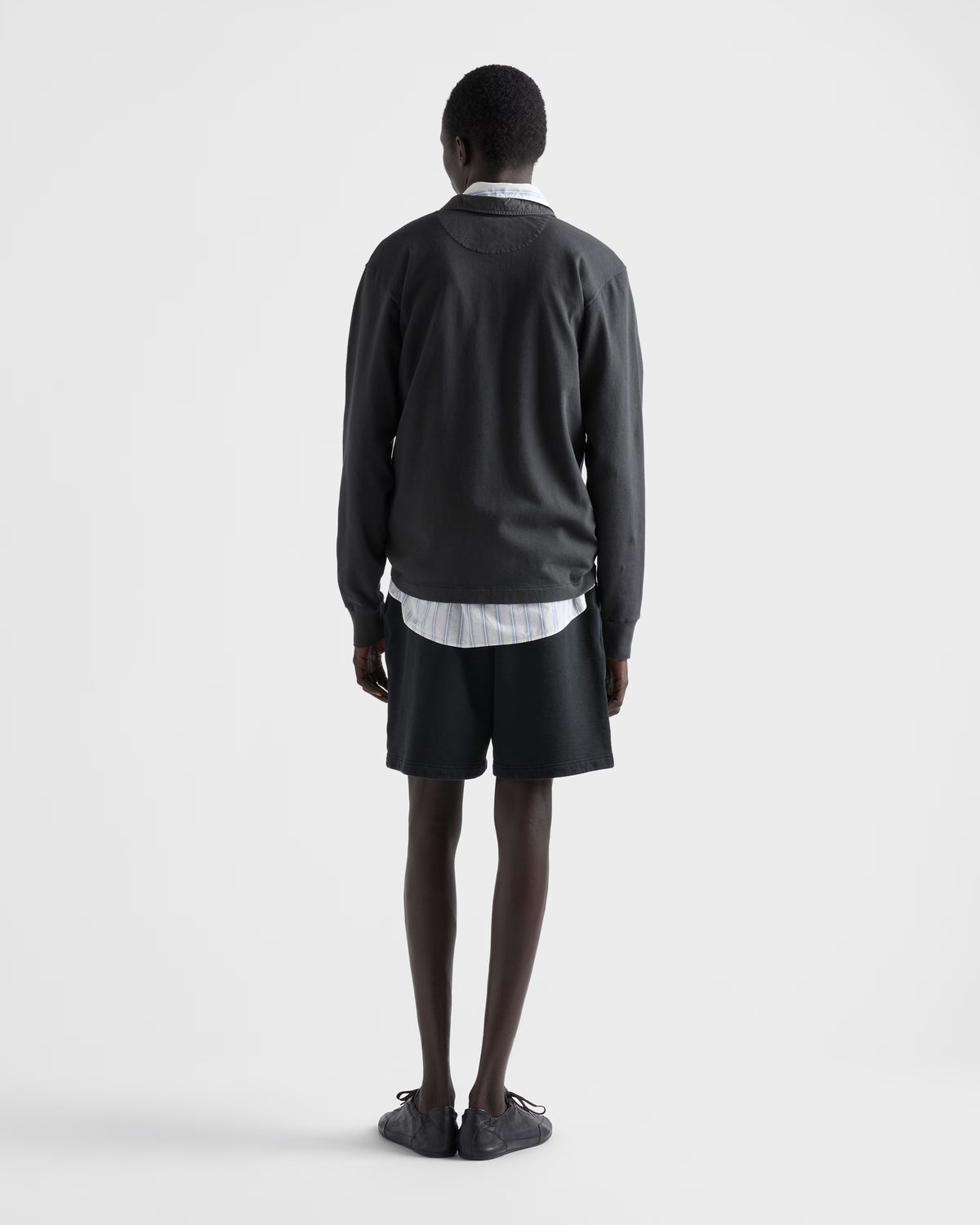Long-sleeved cotton polo shirt ColorCarbone RUNWAY DELUXE