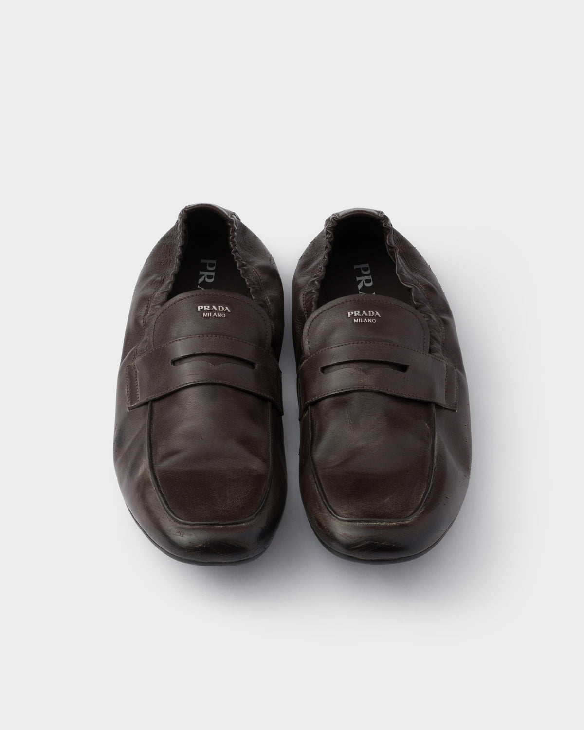 Shuffle antiqued leather loafers ColorDark Brown RUNWAY DELUXE