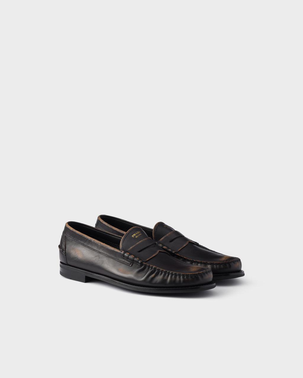 Antiqued leather loafers