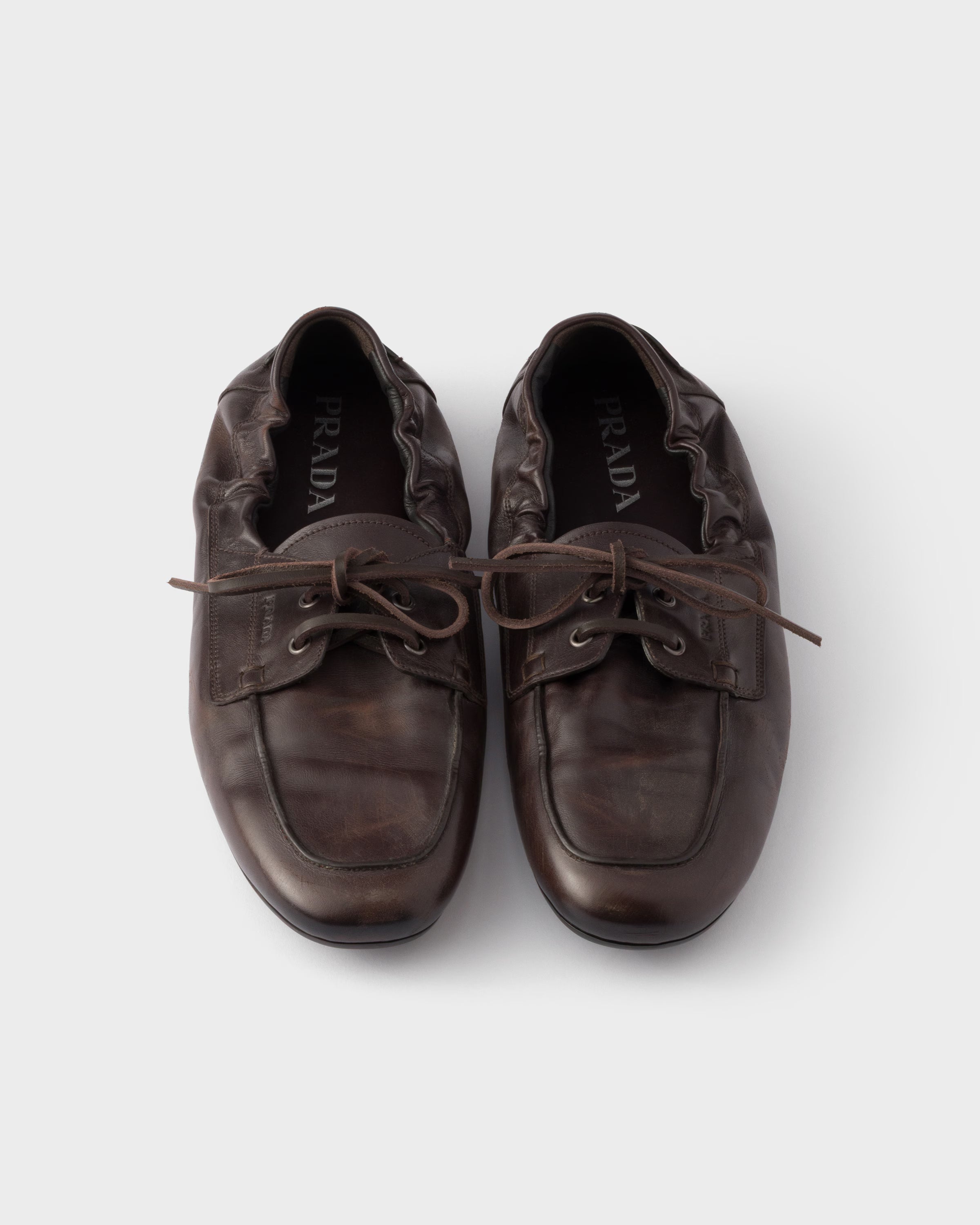 Shuffle antiqued leather laced shoes