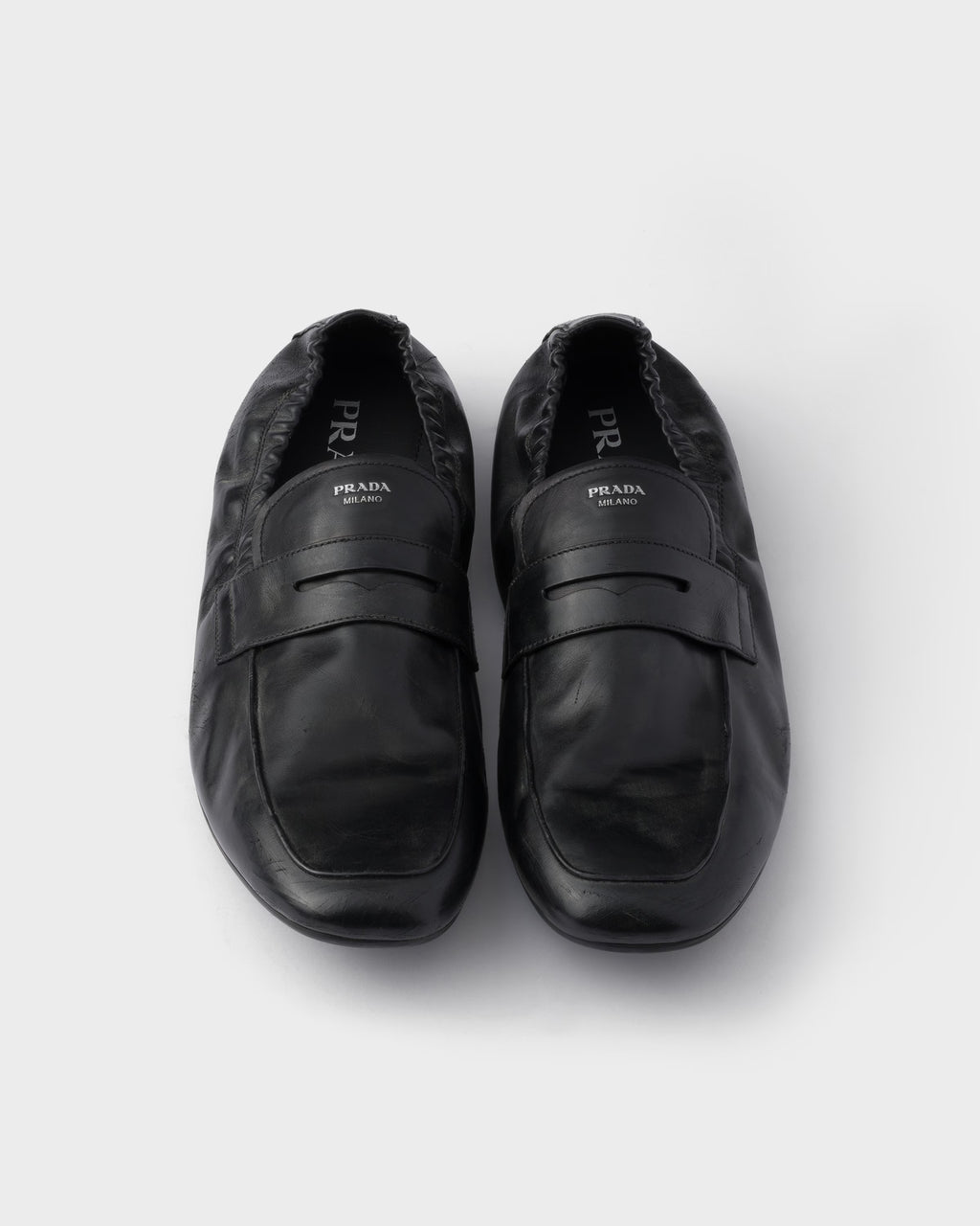 Shuffle antiqued leather loafers