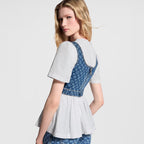 Monogram Denim Buckle Strap Crop Top RUNWAY DELUXE