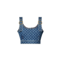 Monogram Denim Buckle Strap Crop Top RUNWAY DELUXE