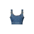 Monogram Denim Buckle Strap Crop Top RUNWAY DELUXE