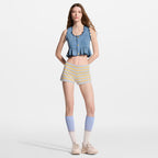 Monogram Denim Peplum Crop Top RUNWAY DELUXE