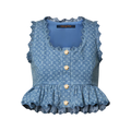 Monogram Denim Peplum Crop Top RUNWAY DELUXE