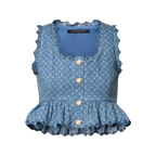 Monogram Denim Peplum Crop Top RUNWAY DELUXE