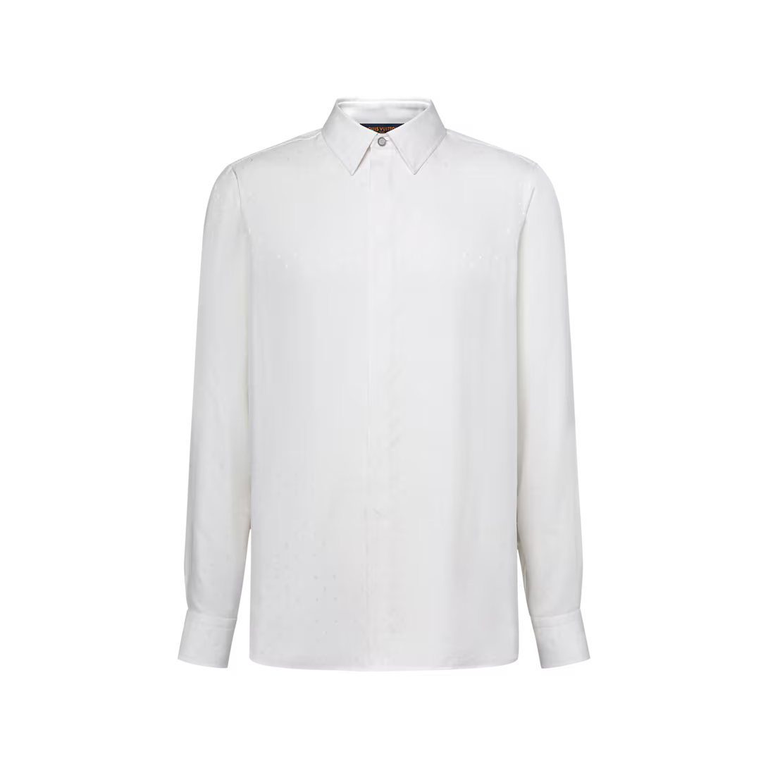 Monogram Silk Satin Long-Sleeved Shirt RUNWAY DELUXE