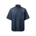 Monogram Washed Chambray Short-Sleeved Shirt RUNWAY DELUXE