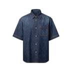 Monogram Washed Chambray Short-Sleeved Shirt RUNWAY DELUXE