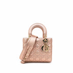 Rose Gold Cannage Leather Small Lady Dior